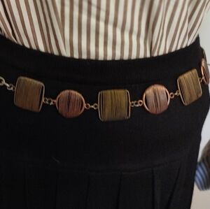 Vintage Metal Belt Copper Brass 30" with 10" extender (348)